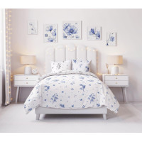 Bavlnené obliečky PRIMAVERA Modré zvončeky - biele - 220x200 cm