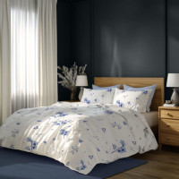 Bavlnené obliečky PRIMAVERA Modré zvončeky - biele - 220x200 cm