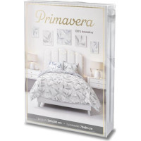 Bavlnené obliečky PRIMAVERA Vetvičky - šedé / modré - 220x200 cm