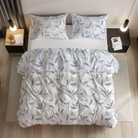 Bavlnené obliečky PRIMAVERA Vetvičky - šedé / modré - 220x200 cm