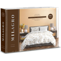 Saténové obliečky MILAGRO VERDE Jemné lístky - biele - 140x200 cm