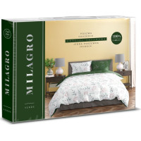 Saténové obliečky MILAGRO VERDE Zimné vetvičky - biele / zelené - 160x200 cm
