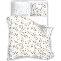 Saténové obliečky MILAGRO VERDE Jemné lístky - biele - 160x200 cm