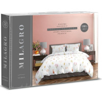 Saténové obliečky MILAGRO VERDE Byliny - biele / šedé - 160x200 cm