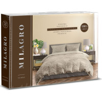 Saténové obliečky MILAGRO VERDE Monstera - béžové - 160x200 cm