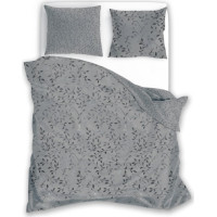 Saténové obliečky MILAGRO VERDE Šedé lístky - šedé - 160x200 cm