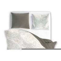 Saténové obliečky MILAGRO VERDE Béžové listy - biele / hnedé - 160x200 cm