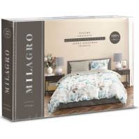 Saténové obliečky MILAGRO VERDE Pastelové lístky - biele / béžové - 220x200 cm