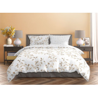 Saténové obliečky MILAGRO VERDE Jemné lístky - biele - 220x200 cm