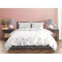 Saténové obliečky MILAGRO VERDE Byliny - biele / šedé - 220x200 cm