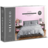 Saténové obliečky MILAGRO VERDE Šedé lístky - šedé - 220x200 cm