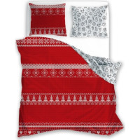Bavlnené obliečky SCANDIC Vianočné motívy - červené/biele - 160x200 cm