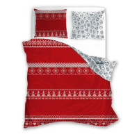 Bavlnené obliečky SCANDIC Vianočné motívy - červené / biele - 220x200 cm