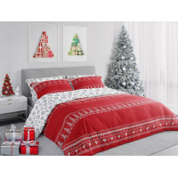 Bavlnené obliečky SCANDIC Vianočné motívy - červené / biele - 220x200 cm