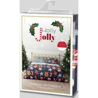 Posteľné obliečky z mikrovlákna HOLLY JOLLY Vianočný motív - tmavo modré / šedé - 220x200 cm