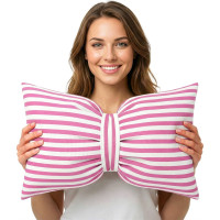 Dekoračný vankúš GLAM 30x50 cm - biele/ružové pruhy