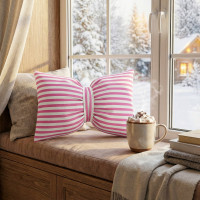 Dekoračný vankúš GLAM 30x50 cm - biele/ružové pruhy