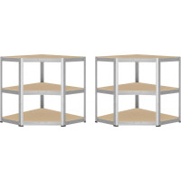 Rohový policový regál - 5 políc - 180x70x40 cm - strieborný