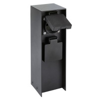 Solight záhradný stĺpik IP44, hliník, 2 zásuvky, čierny