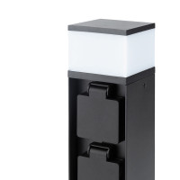 Solight záhradný stĺpik IP44 s LED osvetlením, hliník, 2 zásuvky, čierny