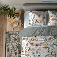 Posteľné obliečky BOHO Kvety - 160x200 cm - bavlnený satén