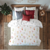 Saténové obliečky MILAGRO VERDE Byliny - biele / šedé - 160x200 cm