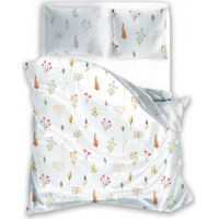 Saténové obliečky MILAGRO VERDE Byliny - biele / šedé - 140x200 cm