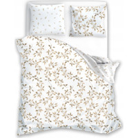 Saténové obliečky MILAGRO VERDE Jemné lístky - biele - 220x200 cm