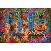BLUEBIRD Puzzle Parapet s mačkami 1000 dielikov