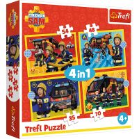TREFL Puzzle Požiarnik Sam: Hasič na výjazde 4v1 (35,48,54,70 dielikov)
