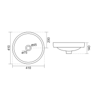 Aqualine ROLA keramické umývadlo zápustné, priemer 41cm, biela NP545