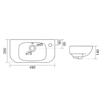 Aqualine KIA keramické umývadlo 49x25cm, biela NP405