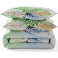 Posteľné obliečky z bavlneného saténu MAGIC TREE - biele - 160x200 cm