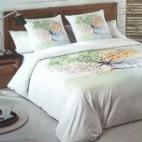 Posteľné obliečky z bavlneného saténu MAGIC TREE - biele - 160x200 cm