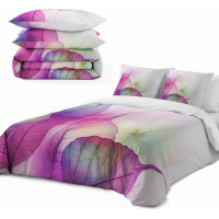 Posteľné obliečky z bavlneného saténu FAREBNÉ LISTY - šedé / biele - 160x200 cm