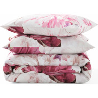 Posteľné obliečky z bavlneného saténu INTENSE FLOWER - ružové / biele - 160x200 cm