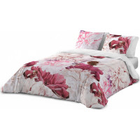 Posteľné obliečky z bavlneného saténu INTENSE FLOWER - ružové / biele - 160x200 cm