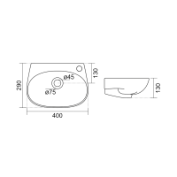 Aqualine VELSA keramické umývadlo 40x29cm, biela NP479