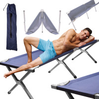 Skladacia turistická posteľ LUARO XXL - 150 kg - modrá