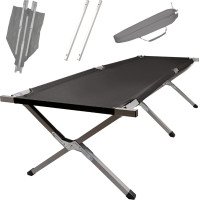 Skladacia turistická posteľ LUARO XXL - 150 kg - čierna