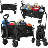 Skladací plážový prepravný vozík LUARO - čierny