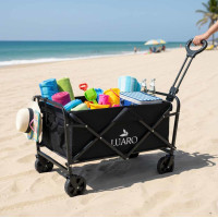 Skladací plážový prepravný vozík LUARO - čierny