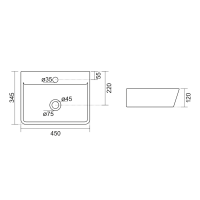 Aqualine REEMA keramické umývadlo 45x35cm, biela NP440