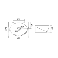 Aqualine LIZA keramické umývadlo 40x27cm, biela NP412