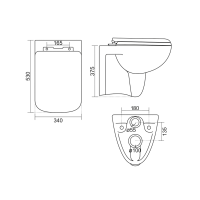 Aqualine SPAZIA závesná WC misa 34x53cm, biela NP505