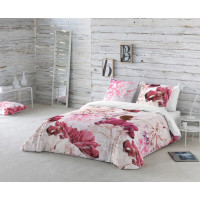 Posteľné obliečky z bavlneného saténu INTENSE FLOWER - ružové / biele - 160x200 cm