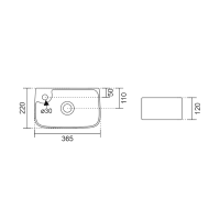 Aqualine BELLE keramické umývadlo 36x22cm, biela NP365