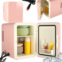 Cestovná elektrická mini chladnička do auta 2v1 4L - ružová