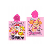 Detská bavlnená osuška s kapucňou TLAPKOVÁ PATROLA - ružová - 55x110 cm