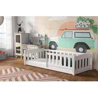 Detská Montessori posteľ z masívu borovice BEN - 200x90 cm - BIELA